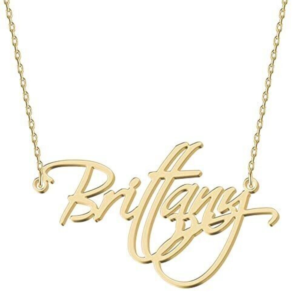 7742 Personalized Brittany Name Necklace 18K Gold Plated Stainless Steel